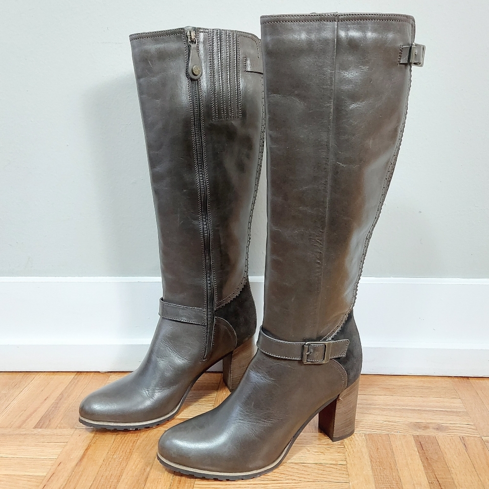 Fabianelli Women Heeled Zip Up Buckle Knee High Boots Size 39 EU Italian Leather